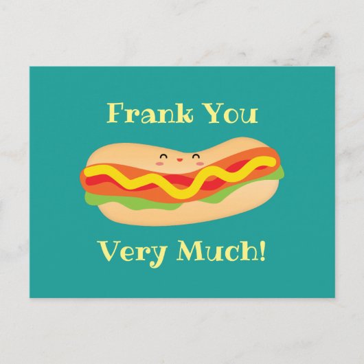 Funny danke Ihnen sehr viel Humorer Hot Dog Puff Postkarte (Vorderseite)