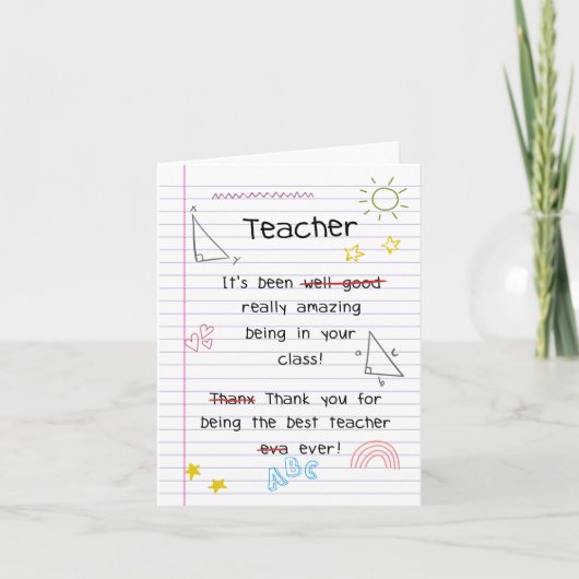 Funny Danke Teacher Card Karte (Vorderseite)