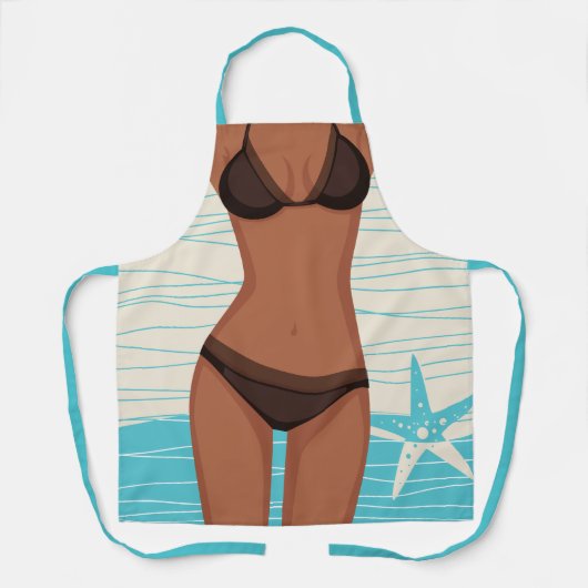 Funny Dark Tan Bikini GIrl Schürze (Vorderseite)