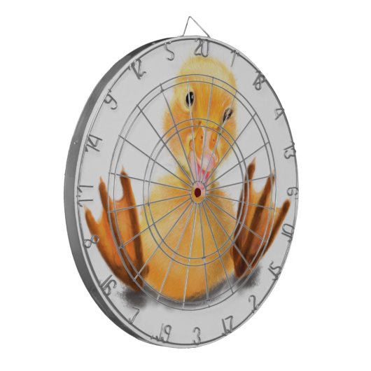 Funny Dart Board mit Happy Yellow Duck - Lächeln Dartscheibe (Vorderseite Links)