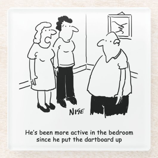 Funny Dart Player Geschenk. Funny Glasuntersetzer (Vorderseite)