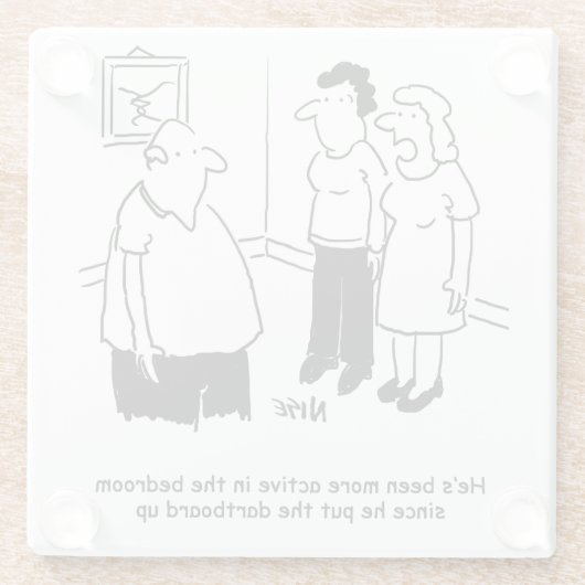 Funny Dart Player Geschenk. Funny Glasuntersetzer (Rückseite)