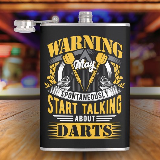 Funny Dart Warning Vinyl Wrapped Flask 8 oz. Flachmann