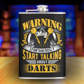 Funny Dart Warning Vinyl Wrapped Flask 8 oz. Flachmann