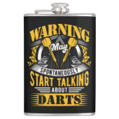 Funny Dart Warning Vinyl Wrapped Flask 8 oz. Flachmann (Vorderseite)