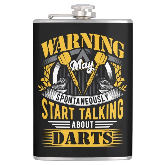 Funny Dart Warning Vinyl Wrapped Flask 8 oz. Flachmann (Vorderseite)