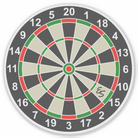Funny Dartboard Darts Board Circle Mit Monogramm S Aufkleber (Vorderseite)