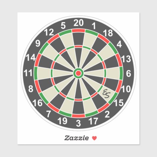 Funny Dartboard Darts Board Circle Mit Monogramm S Aufkleber (Blatt)