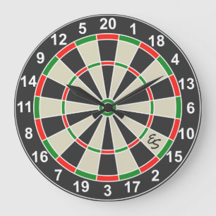 Funny Dartboard Darts Board Circle Monogrammed Fun Große Wanduhr