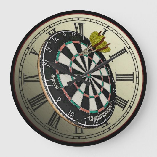 Funny Dartboard Design Wall Clock Große Wanduhr (Vorderseite)