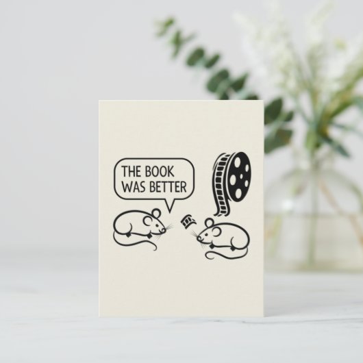 Funny das Buch war besser Mäuse Postkarte (Stehend Vorderseite)