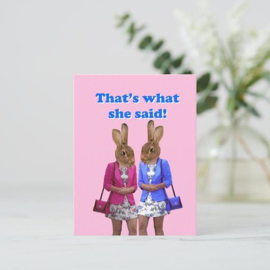 Funny, das ist es, was sie Text gesagt hat Postkarte (Stehend Vorderseite)