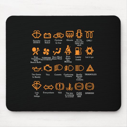 Funny Dashboard Icons Coffee Tasse Car Typ Car Lov Mousepad (Vorne)