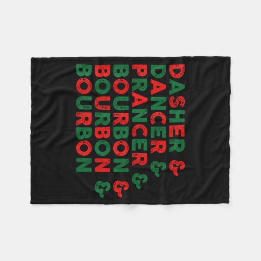 Funny Dasher Dancer Prancer &amp; Bourbon Christma Fleecedecke (Vorderseite (Horizontal))