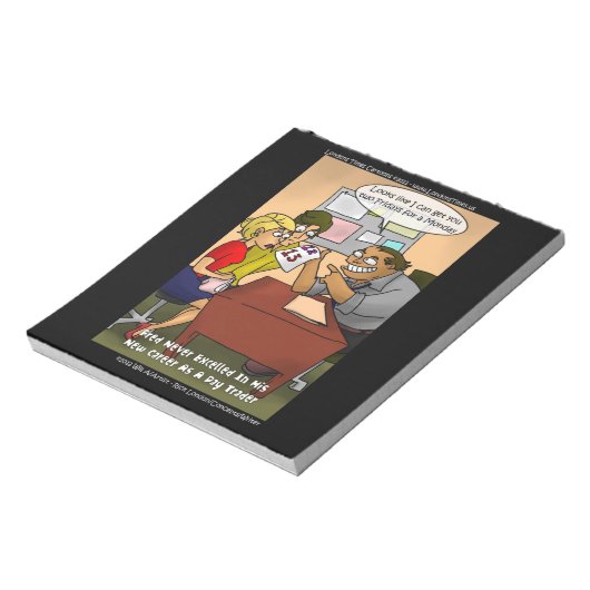 Funny Day Trader Cartoon Notepad von Rick London Notizblock (Rotiert)