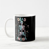 Funny Dead Inside Skeleton Lässig Halloween Graphi Kaffeetasse (Links)
