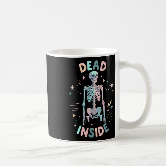 Funny Dead Inside Skeleton Lässig Halloween Graphi Kaffeetasse (Rechts)