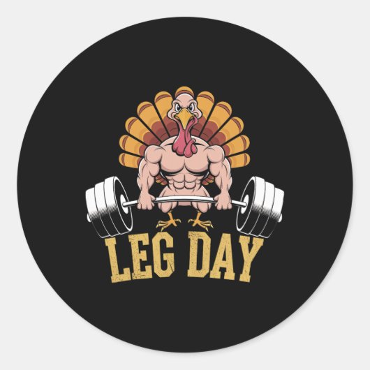 Funny Deadlifting Turkey Thanksgiving Leg Day Dead Runder Aufkleber (Vorderseite)