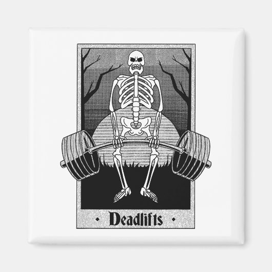 Funny Deadlifts Weightlifter Skeleton Halloween Gy Magnet (Vorne)