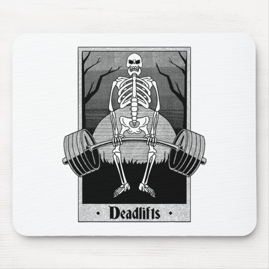 Funny Deadlifts Weightlifter Skeleton Halloween Gy Mousepad (Vorne)