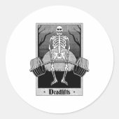 Funny Deadlifts Weightlifter Skeleton Halloween Gy Runder Aufkleber (Vorderseite)