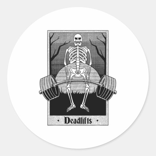 Funny Deadlifts Weightlifter Skeleton Halloween Gy Runder Aufkleber (Vorderseite)