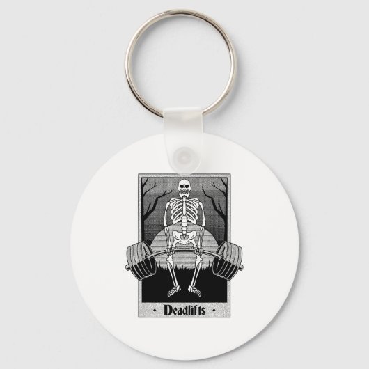 Funny Deadlifts Weightlifter Skeleton Halloween Gy Schlüsselanhänger (Vorderseite)