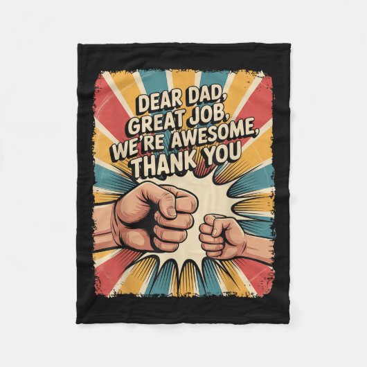 Funny Dear Dad Great Job We're Awesome Retro Fathe Fleecedecke (Vorderseite)