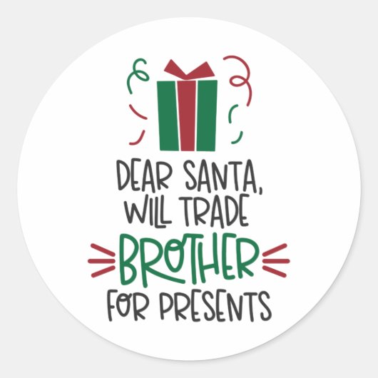 Funny Dear Santa Girls Christmas Runder Aufkleber (Vorderseite)