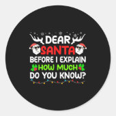 Funny Dear Santa I Can Explain Christmas For Kids Runder Aufkleber (Vorderseite)