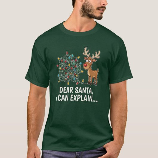 Funny Dear Santa I Can Explain Reindeer Christmas  T-Shirt (Vorderseite)