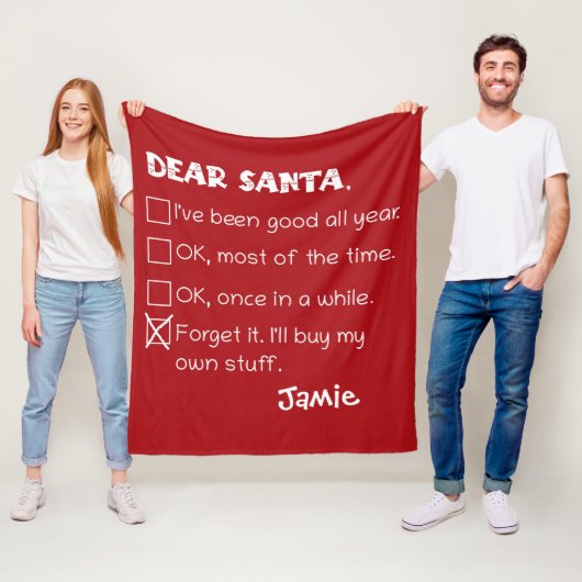 Funny Dear Santa I war Good Holiday Checklist Fleecedecke (Beispiel)