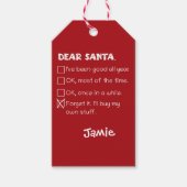 Funny Dear Santa I war Good Holiday Checklist Geschenkanhänger (Vorderseite)