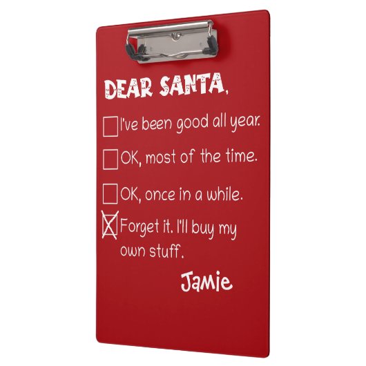 Funny Dear Santa I war Good Holiday Checklist Klemmbrett (Links)