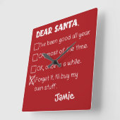 Funny Dear Santa I war Good Holiday Checklist Quadratische Wanduhr (Winkel)