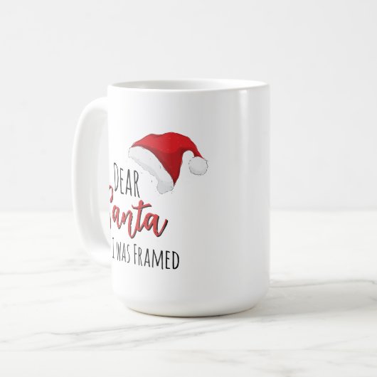Funny Dear Santa (I was Framed) Customizable Kaffeetasse (Vorderseite Links)