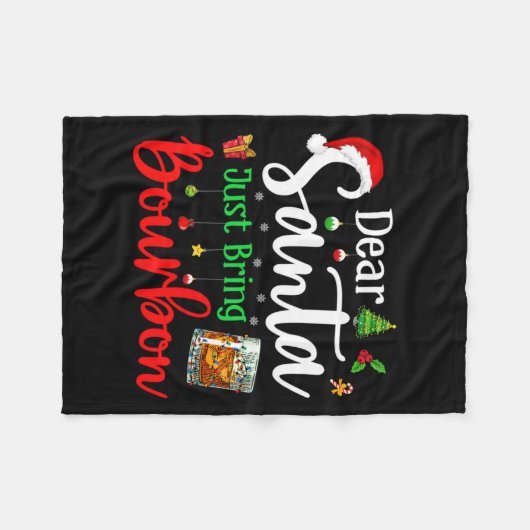Funny Dear Santa Just Bring Bourbon Christmas Paja Fleecedecke (Vorderseite (Horizontal))