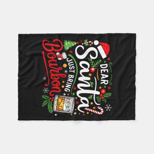 Funny Dear Santa Just Bring Bourbon Christmas Paja Fleecedecke (Vorderseite (Horizontal))