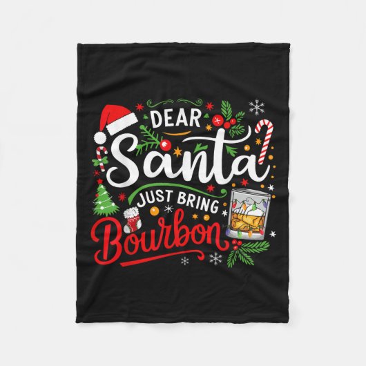 Funny Dear Santa Just Bring Bourbon Christmas Paja Fleecedecke (Vorderseite)