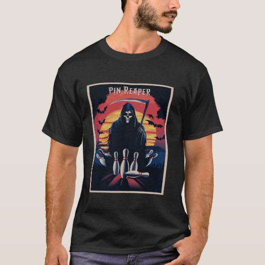 Funny Death Bowling Grim Sensenmann Bowler gibt Mä T-Shirt (Vorderseite)