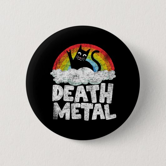 Funny Death Metal Cat Gift Rainbow Heavy Metal Button (Vorderseite)
