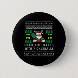 Funny Deck Die Hallen hässlich Weihnachts Sweater  Button