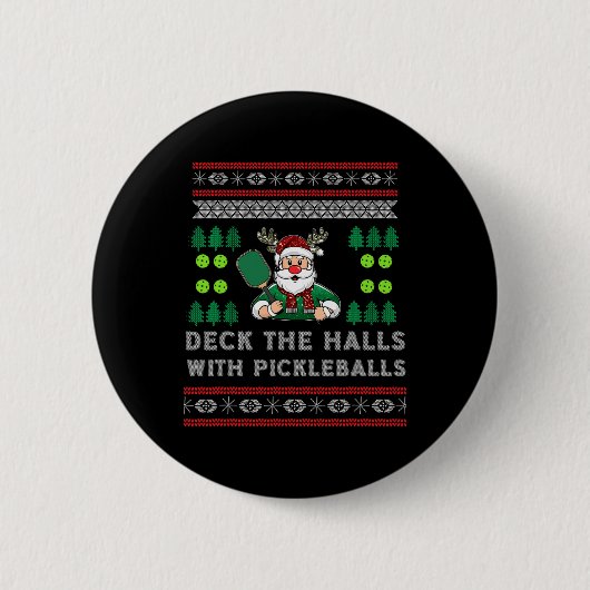 Funny Deck Die Hallen hässlich Weihnachts Sweater  Button (Vorderseite)