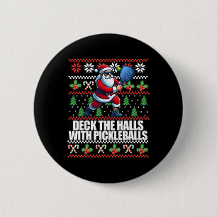 Funny Deck Die Hallen hässlich Weihnachts Sweater  Button