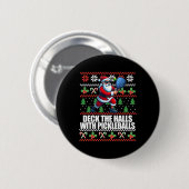 Funny Deck Die Hallen hässlich Weihnachts Sweater  Button (Vorne & Hinten)