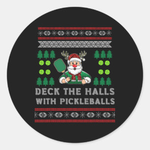 Funny Deck Die Hallen hässlich Weihnachts Sweater  Runder Aufkleber