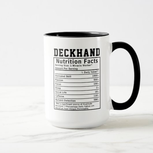 Funny Deckhand Nutrition Fakten Mitarbeiter Gesche Tasse (Rechts)