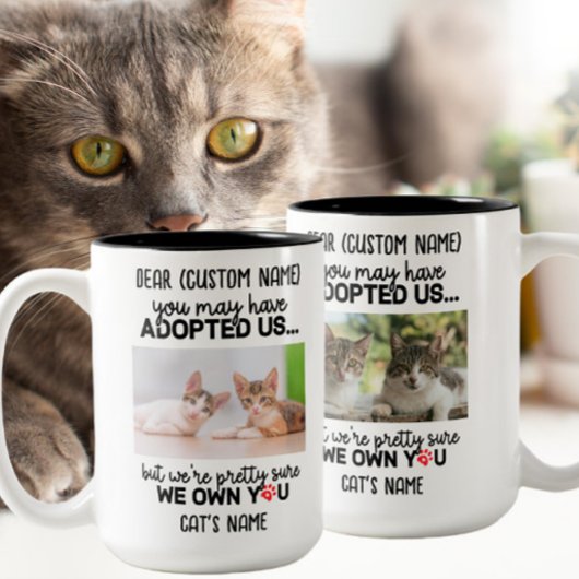 Funny Deep Cat Sprichwort | Foto und Name der benu Zweifarbige Tasse