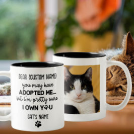 Funny Deep Cat Sprichwort | Foto und Name der benu Zweifarbige Tasse