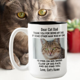 Funny Deep Cat Vater | Foto und Name der benutzerd Zweifarbige Tasse